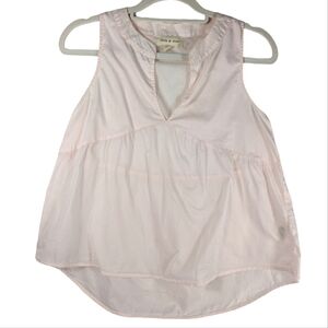 Cloth & Stone Cotton Pastel Babydoll Coquette Deep V-Neck Hi Low Top Blouse XS